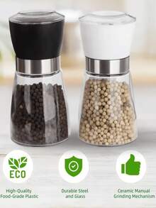1pc Pepper Grinder, Manual Sea Salt Pepper Powder Grinding Bottle, Pepper Powder Grinding Craft Seasoning Jar, Stainless Steel Manual Grinder, Freshly Ground Coffee Beans, Black Pepper, Kitchen Sea Salt, Sichuan Pepper, Seasoning Bottle, Kitchen Tools, Color Random - View 3