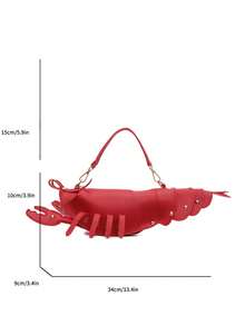 Nuevo bolso de mano con cremallera con diseño de forma de langosta, bolso cruzado versátil y único de material de PU, con correa de hombro desmontable, adecuado para compras, juegos de roles y regalos para vacaciones - Rojo - Ver 9
