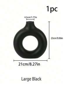 1pc Plastic Donut Shaped Flower Vase, Modern Simplistic Circle Vase Ornament, Ceramic-Like Vase, Creative Home Decor Crafts For Living Room Simple, Elegant And Beautiful Home And Business Place Leisure Place