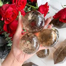 1pc Extraordinary And Rare Stunning Smoky Citrine Sphere, Featuring Beautiful Translucency With Rainbows, A Rainbow Aperture, Ideal For High-End Jewelry Creation, Perfect For Home Decor Art, And Unique Gifts For Christmas, Thanksgiving