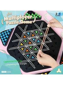 便携式三角象棋游戏 - 耐用的 ABS 棋盘，配有彩色橡皮筋，互动家庭和旅行策略游戏，圣诞节、新年和生日的理想礼物，棋盘套装 - 彩色 - 查看 4