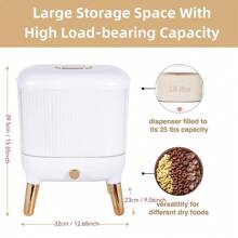1 pezzo Dispenser di riso da 25 libbre, grande contenitore per grani con coperchio, cilindro dosatore, impermeabile, dispenser di cereali per uso domestico, per fagioli, mais, soluzione elegante per il bancone della cucina - Risparmia tempo e fatica con il dosaggio facile