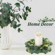 1/2pcs Artificial Plastic Eucalyptus Wreath, Suitable For Farmhouse Holidays, Celebrations, Parties, Home Porch, Christmas, Halloween, Spring Festival Decoration. The Small Wreath Can Be Used Indoor Or Outdoor, Hang Above Fireplace, Front Door Or Living Room Wall.