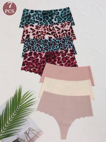 7 Paar Damen Schlüpfer mit Leopardenmuster und elastischem Bund, für Alltag & Sport