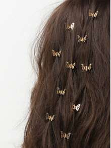10 件迷你金属蝴蝶发夹，时尚优雅的发饰，不会损坏头发 - 銀色 - 查看 3