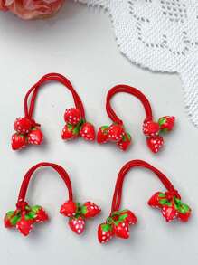 Kids Red Strawberry Design Elastic Hair Ties,Cute Headbands For Girls Baby Princess Hair Accessories