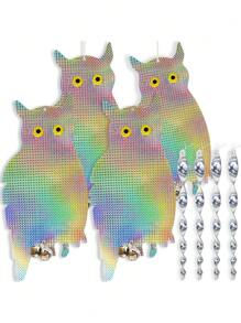 Anti-Bird Repellent Reflective Owl, Plastic Hanging Reflective Scare - Decorative Wind Turbine For Home And Garden, Owl Repellent - Plastic Hanging Reflective Repellent - Decorative Fan For House And Garden,Prevent Fruit Theft,Autumn Fall