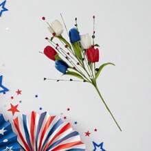 4th Of July Picks Colorful Red White Blue Star Artificial Flower Stems Patriotic Centerpieces For Tables