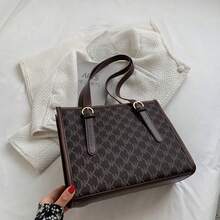 Fashion Women's Tote Bag - Large Capacity Commuter Handbag With Print Design, Ideal For Shoulder Use - Beige - View 4