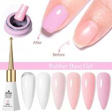 Mtssii Glass Bottle Milky White Nude Pink Color Rubber Base Gel Nail Polish 10ml Long-Lasting Semi-Permanent Varnish Soak Off Self Leveling UV LED Gel Nail Supplies