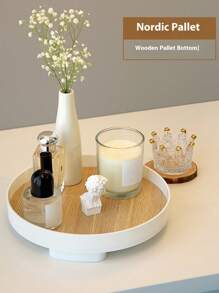 Decorative Tray, Coffee Table Tray, Round Tray, For Home Decoration, Bathroom Counter Tray, Perfume Storage Box, Suitable For Dining Table, Dressing Table, Kitchen For Women Storage Organizer Travel Essentials Back To School Dormitory Storage