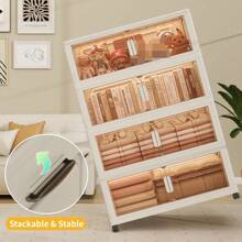 5/3/1-Layer Multifunctional Folding Storage Cabinet With Large Storage Capacity - Bottom Movable Pulley - Thickened Material Saves Storage Space - Easy And Worry Free Installation, Suitable For Clothes, Bedding, Kitchen Utensils, Shoes, Bags, Books