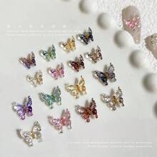 30Pcs Multi-Size Glitter & Iridescent Butterflies Nail Art Decorations, 3D Resin Colorful Butterfly Nail Accessories Nail Supplies Nails Nail Charms Nail Gems