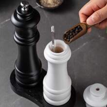 1 pieza/2 piezas/3 piezas Molino de pimienta y salero de madera manual estilo Teppanyaki con soporte