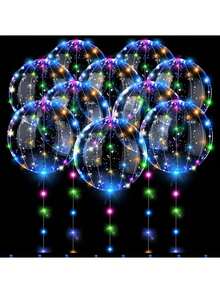 20/10/7/5/3/1 Packung Transparente BOBO Ballons, LED bunte Glitzer Hängeballon Lampen für Partys, Heimdekoration