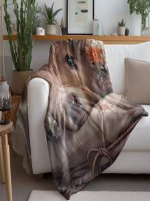 1pc Soft Lightweight Flannel Cow Print Blanket - Cute & Cozy - Suitable For Bed, Travel, Camping, Living Room, Office, Sofa, Chair - Comfortable All Season