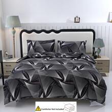 3pcs Printed Brushed Fitted Sheet Set [1pc Fitted Sheet + 2pcs Pillow Cases], No Bed Sheets, No Filler. Rhombus Pattern, New Floral Design, Soft & Comfortable Fabric, Suitable For Bedroom, Hotel, Dormitory, Apartment