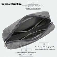 Bolsa de almacenamiento de accesorios digitales a prueba de agua, bolsa organizadora de viaje portátil de gran capacidad para teléfonoóvil, banda de USB - L-Negro - Ver 4