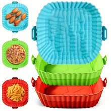 空气炸锅硅胶烤盘，家用耐高温硅胶，蒸锅垫，烤蛋糕专用模具，可重复使用硅胶烤盘，方形空气炸锅内衬，不含双酚A，适用于洗碗机烤箱，兼容厨房配件，不粘，耐刮，耐污，耐热，7种颜色可选