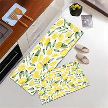1pc Yellow Lemon Anti-Slip And Oil-Proof Kitchen Mat, Simple Rectangular Waterproof And Dirt-Resistant Carpet, Suitable For Living Room, Bedroom, Corridor, Bathroom And Laundry Polyester Carpet, Suitable For Indoor And Outdoor Home Decoration. - Multicolor - View 3