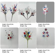 4th Of July Picks Colorful Red White Blue Star Artificial Flower Stems Patriotic Centerpieces For Tables