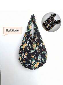 1pc Women's Expandable Magic Tote Bag, Large Capacity Reusable Shopping Bag, Multi-Color Options, Foldable, Travel Essential, Pineapple Design, Crinkle Bubble Bag, Suitable For Travel, Camping, Outdoor, Beach, Summer Vacation, Back To School Season - Multicolor - View 12