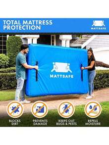 Mattress Bags For Moving And Storage (Queen) Heavy Duty Moving Supplies, 8 Sturdy Handles, Strong Zipper, Mattress Cover Queen Size Bed Bags, Storage Cover Essentials Packing Protector - Blue - View 2