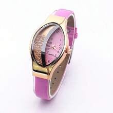 1pc Fashion Half-Lined Crystal Pave Rolling Ball Quartz Watch For Women