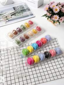 3pcs Holds 6 Macarons Clear Plastic Sealable French Macarons Storage Tray For Small Cookies