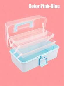 1 pieza Caja de almacenamiento de plástico de 3 capas, Caja de almacenamiento multiusos, Caja de herramientas plegable para el hogar, Caja portátil para manualidades y artesanía, Organizador de suministros de costura, Caja de medicamentos - Rosa - Ver 6