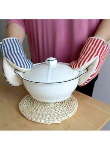 1 Piece Of Heat-Resistant Striped Oven Gloves That Can Be Hung - Anti-Scorching, Insulating, Anti-Slip, Easy-To-Hold Baking Gloves For Cooking - Essential Kitchen Items For Home Chefs And Professionals That Can Be Hung