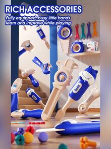 儿童 DIY 工具箱 - 组装各种形状过家家玩具，螺丝拆卸套装带储物/小桌子/多功能，亲子互动家庭玩具，提高动手能力，送给男孩女孩的生日节日礼物 - 彩色 - 查看 7