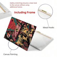 1 pieza Póster de lienzo con ilustración de arte de calavera de dibujos animados con ojos sin marco - Arte moderno retro mural, muy adecuado para decoración de dormitorio, oficina, sala de estar, hogar y dormitorio