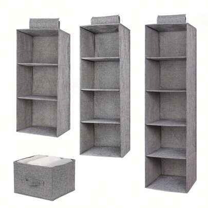 1pc Gray/Beige Underwear Storage Bag, Hanging Storage Bag, Bedside Wall Hanging Storage Bag, Fabric Hanging Storage Bag, Hat Storage Bag, Non-Woven Fabric Washable Storage Bag, Cabinet Wardrobe Organizer