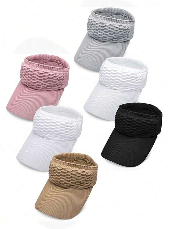3 Pieces Women Sun Visor Hat For Women Knitted Hats Elastic Sports Hat Empty Top Quick Drying Wide Brim Golf Hat