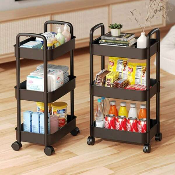 Beweglicher mehrstöckiger Aufbewahrungsregal für Küche, Schlafzimmer, Badezimmer, hält Snacks, Organizer