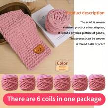 6 écheveaux de laine + 1 accessoire ours Écharpe faite main DIY Laine chenille avec petit ours, laine épaisse en pack, cadeau pour lui/elle