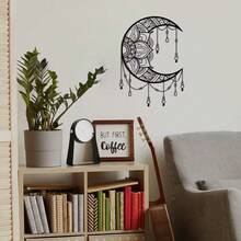 1 szt. Minimalistyczna rzeźba ścienna Mandala Moon - replika sztuki ściennej z metalu, odpowiednia do wystroju domu, modna dekoracja ścienna w stylu boho, odpowiednia na uroczystości, wesela i kreatywne prezenty