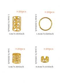 80 piezas Juego mixto de anillos para el cabello tipo dreadlocks, Pasador de pelo trenzado personalizado para fiestas callejeras, accesorios de cabello, joyería de cabello para rastas para niñas y mujeres estilo bohemio