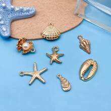16 Pieces Of Mixed KC Golden Marine Creatures Starfish Charm Bulk Summer Jewelry Necklace Earrings Bracelet DIY Craft Accessories.