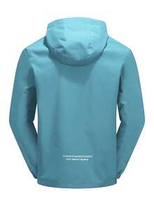Women's Plus Size Hooded Waterproof Windbreaker Jacket, Outdoor Hiking Casual Coat, 2024 New Collection - Mint Blue - View 2