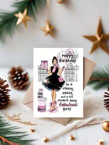 1PC Sassy Humorous Birthday Card With Envelope, Bold Funny Greeting Card For Women, Best Friend, Sister, Classy Adult Design For Birthday Celebrations, Unique Inspirational Gift