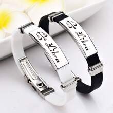 1pc Fashion Stainless Steel 12 Zodiac Signs Leather Bracelet Suitable For Men Everyday Wear