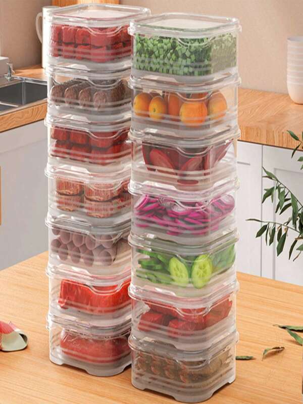 10 Pcs Stackable Refrigerator Organizer Bins With Lids , Fridge Organizers And Storage Clear Plastic Pantry Organization And Storage Bins Fruit Vegetable Storage Containers