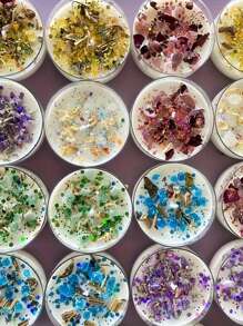6 cajas de velas aromáticas con flores secas de cristal, decoración con purpurina de colores, 6 fragancias perfectamente combinadas para mejorar el ambiente romántico, ¡excelentes como regalo para fiestas!