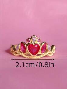 1 Piece Of Love Crown Diamond Inlaid Gorgeous Light Luxury Copper Multi-Color Women's Open Ring, Suitable For Parties, Dates, Gatherings, Banquets, Vacations, Daily Clothing Accessories - 彩色 - 查看 3