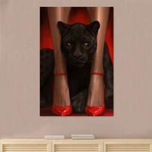 1/3 件套复古迪斯科拼贴画带框、无框墙面艺术 - 红色豹纹嘴唇和复古心形帆布装饰，带有大胆黑/白色点缀的装饰艺术风格海报，室内/室外可用于客厅、卧室、办公室、农舍、音乐室装饰 - 彩色 - 查看 6