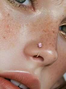 1 Stück Nasenring aus Edelstahl in C-Form mit glänzendem quadratischem CZ, Nasenpiercingschmuck, silberfarbener Nasenring, Nasenspange, Nasenringpiercing, Hipp Hop Mode Punk Körperschmuck für Frauen und Mädchen, Frauengeschenke, geeignet für Tanz, Party, Reisen, tägliche Freizeitkleidung