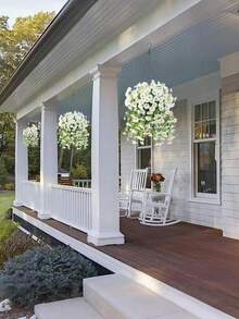 2/1 Stem Artificial Morning Glory With Eucalyptus Leaves, UV Resistant, Realistic Hanging Flowers, Spring/Summer Outdoor Decor Artificial Fake Flower Plants, Faux Hanging Flowers, Suitable For Wedding, Home, Office, Garden, Birthday, Anniversary, Holiday, Graduation Ceremony Decoration (White) - White - View 8