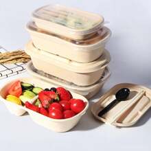 10/20Pcs Portable Disposable Packing Light Food Box 700ml/1000ml Paper Pulp Lunch Box Divided Lunch Box